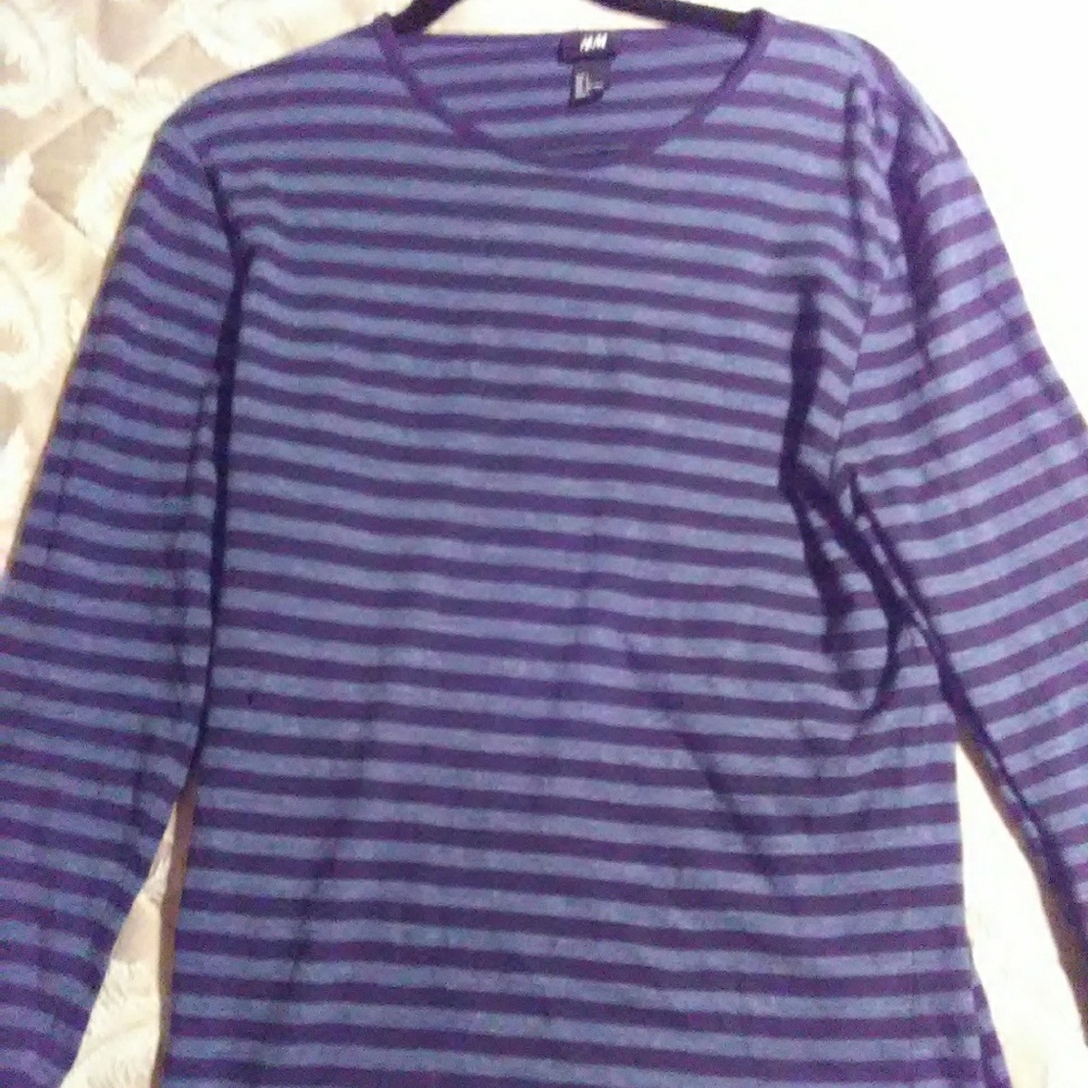 H&M Blue Striped Long Sleeve Shirt